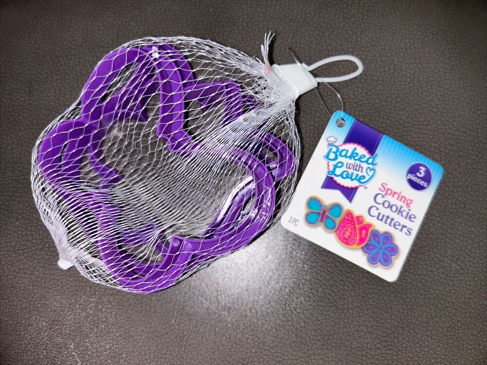 Baked With Love 3 Piece Spring Cookie Cutter Set Butterfly Tulip Flower New NWT